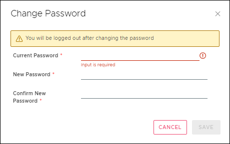 Change Password window