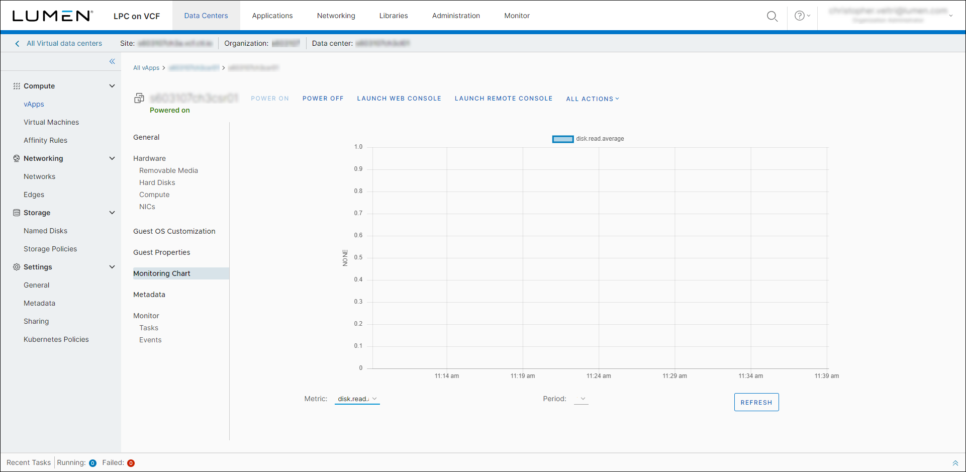 Virtual machine page showing metrics.