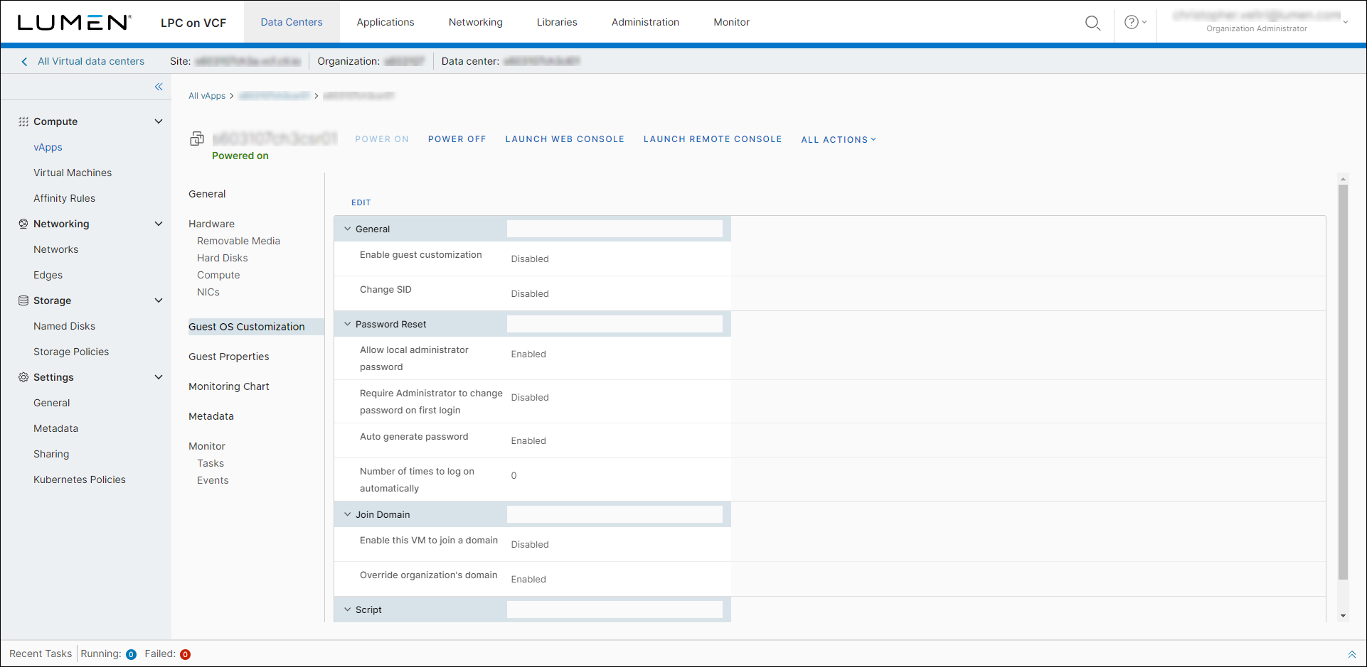 Guest OS Customization section