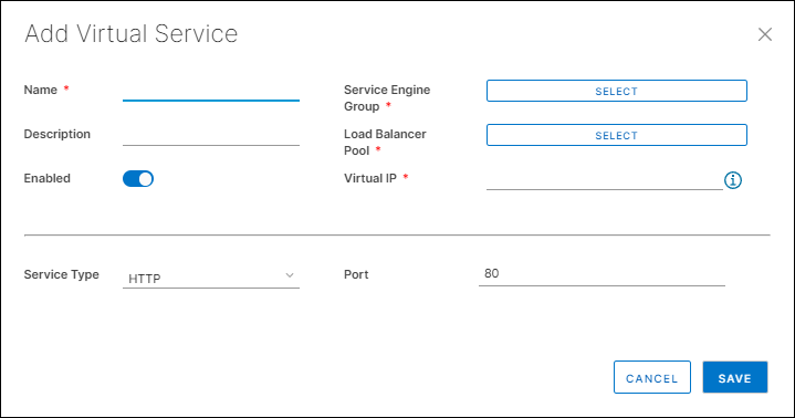 The Add Virtual Service window.